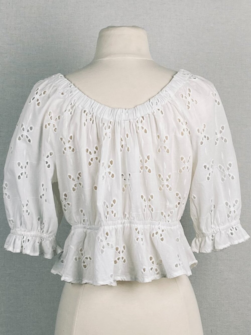 Free People Eyelet Crop Top Coquette Cottagecore Babydoll Size S - Picture 3 of 8